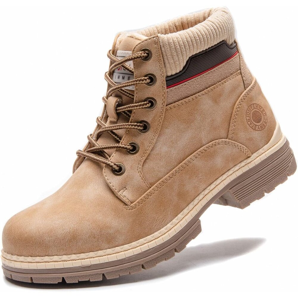 Women's 2001-Light Brown Anjoufemme Waterproof Lightweight Winter Ankle Boots